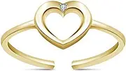 [EternalDia] 925 Sterling Silver Simulated D/VVS1 Diamond Heart Adjustable Toe Ring for Womens