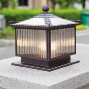 Solar LED Light Garden Pillar Lamp Yard Post Light Remote Switch Waterproof 40cm