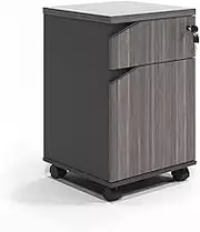 Solid Wood Under Desk File Cabinet with Drawer, Small Filing Cabinet for Vertical Storage, Rolling Printer Stand and File Organizer, Commercial Office Cabinet, 15", Rustic Brown