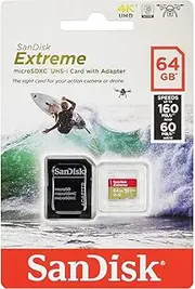 SanDisk Extreme 64GB microSD Card for Mobile Gaming, with A2 App Performance, supports AAA/3D/VR game graphics and 4K UHD Video, 160MB/s Read, 60MB/s Write, Class 10, UHS-I, U3, V30
