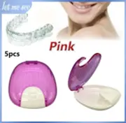 New Denture Case Lingual Retainer Container Dental False Teeth Storage Box Pink