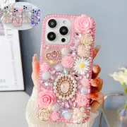 For iPhone 16 Pro 15 14 13 12 11 Shockproof Bling Diamond Hard Back Girl Case