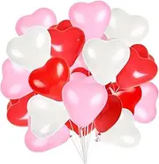 Heart Shape Latex Balloons Pack of 50 12 Inch Red White Pink Color Latex Balloons for Valentine's Day Propose Marriage Birthday Mother's Day Decorations Celebrations