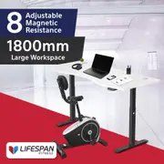 Lifespan Fitness Cyclestation3 Exercise Bike with ErgoDesk Automatic Standing Desk 1800mm in White