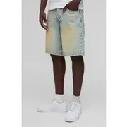 Mens Stonewash Relaxed Stone Washed Denim Shorts