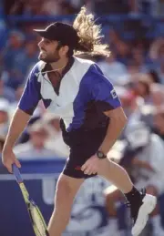 Andre Agassi USA at the US Open at the USTA National Tennis Center- Old Photo 1