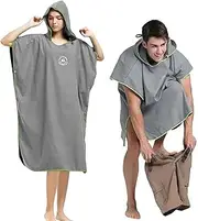 Hiturbo Microfiber Surf Poncho, Wetsuit Changing Bath Robe, Quick Dry Pool Swim Beach Towel with Hood (Gray)