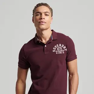 【Superdry】男裝 短袖 POLO衫 VTG SUPERSTATE POLO(酒紅)