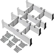 Byttlerom 4 Packs Drawer Dividers Organizer with 6 Inserts 4Inch High Expandable from 11-17Inch for Bedroom