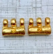 Pair Of Matte Brass 3 Ring Plated Pendants With Spot For Rhinestone (MP104)
