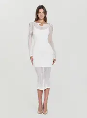 GUESS Women's Marciano White Emma Sweater Midi Dress Size: 38, Viscose Rayon