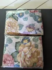 Vintage Floral Ballon Valance Window Treatment 36-48" Set Of 2 New