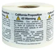 California Proposition 65 Warning Labels | 1.5" x 1.5" Inch Square | 500 Pack