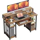 47 Inch Rustic Brown Cubiker Computer Desk with Keyboard Tray, Monitor Stand, a