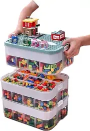 3 tiers Storage Organizer for Lego Kids Toy Box Stackable Building Blocks