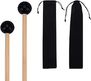NICENEEDED 4 PCS Rubber Drum Mallets with Drumsticks Bag, 8.6 Inch Tongue Wood Drum Mallet, Percussion Instrument Accessories for Xylophone, Glockenspiel, Woodblock, Bells Stick