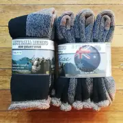 11-14 AUSTRALIAN MERINO WOOL WORK SOCKS CREW HEAVY DUTY EXTRA THICK COFFEE