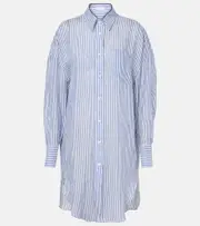 [Brunello Cucinelli] Brunello Cucinelli Monili striped linen and silk organza shirt AU 6 blue