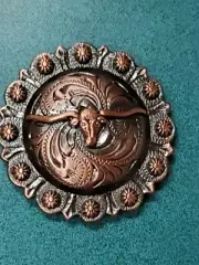 1.5" Copper Longhorn Pico Berry Concho, Steerhead