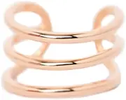 [Annie & Sisters] Three Wire Plain Rhodium Plated Sterling Silver Ear Cuff, Sterling Silver, No Gemstone
