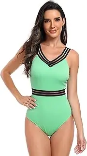 [Sipumia] Women Tummy Control 1-Piece Bathing Suit Sports Quick Drying Sexy Bikini Swimsuit-24090