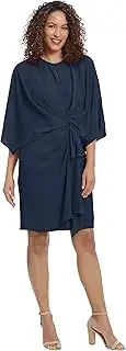 [London Times] Women's Shawl Draped Dress Twist Detail Guest of Event Wedding Mother of The Bride Special Occasion