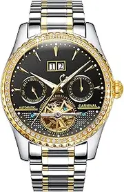 [PASOY] Men's Watch Automatic Mechanical Tourbillon Stainless Stell Date Blue Dial Diamond Watches