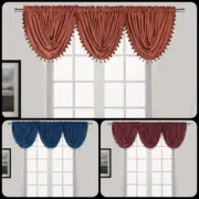 1 HWO Beaded Faux Silk Shiny Waterfall Window Rod Pocket Top Swag Valance 55x37