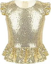 [Raenseen] Baby Girls Sequins Dance Top Mermaid Dress Up Tank Top Dancewear Performance Costume