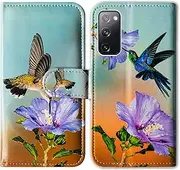 Galaxy S20 FE 5G Case,Bcov Hummingbird Purple Flower Leather Flip Wallet Case Phone Cover with Card Slot Holder Kickstand for Samsung Galaxy S20 FE 5G / S20 Fan Edition
