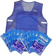 GARVALON Cooling Waistcoat for Summer 1 Set Includes 1 Reusable Cooling Vest and 8 Replaceable Ice Packs for Outdoor Activities Resistant Protective Workwear