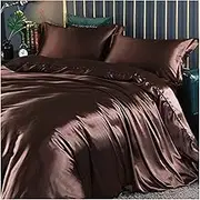 Top Grade 100% Silk Pink Bedding Set Women Bed Sheet Quilt Cover Set Pillowcase Queen King Bed Set(Chocolate)