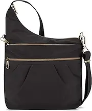 [Travelon] Anti-theft Signature 3 Compartment Crossbody Bag, Black, One Size, Anti-theft Signature 3 Compartment Crossbody Bag