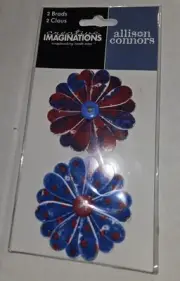 creative imaginations brads for crafts cards scrapbook 2 red blue daisy flower
