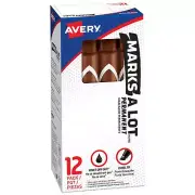 Avery 08881 Large Desk-Style Permanent Marker, Chisel Tip, Brown (Pack of 12)