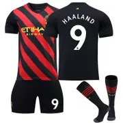 Beakey HAALAND #9 Manchester Away Jersey 2022/23 Soccer Jersey Kit Football T-shirt Set For Adult Kids