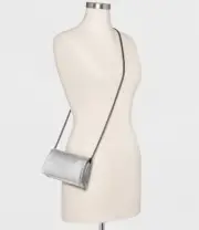 Foldover Clutch with Removable Crossbody Chain - Mossimo Supply Silver