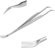 Nutabevr 2 in 1 Professional Stainless Steel Tick Tweezers, Easy to Remove Ticks of Any Size, Tick Remover, Tick Tweezers and Tick Hooks, Reliable and Easy to Use, for Humans, Dogs, Cats