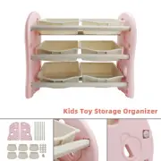 Kids Toy Storage Organizer With 6 Plastic Storage Bins Plastic Toy Rack Pink,
