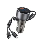 MCC Yesido 1-to-4 Car Charger USB USB-C/Type-C Apple Lightning Elastic Y58