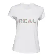 Real Fake Colourful Text 3D Art White Ladies Women T Shirt Tee Top