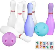 KOMBIUDA Lawn Bowling Set for Boys and Girls Boys and Girls Bowling Toys Light up Pins Activity Toys