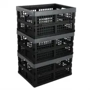 3 Packs 16 Quart Plastic Foldable Storage Crate, Small Collapsible Storage Cr...