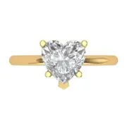 14K Yellow Gold Solitaire Promise Ring- 2 ct Heart Cut Simulated Diamond