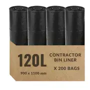 120L Contractor Garbage Bags Bin Liners - BLACK - 1 PACK or 1 CARTON