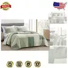 3-Piece Lightweight King Quilt Set - Floral Patchwork & Solid Green Reversible