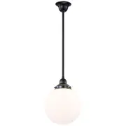 Modern Black Lights Rod Pendants White Ball Glass Traditional Period Lighting