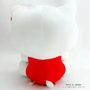 【UNIPRO】 Hello Kitty 抱桶收納籃 經典紅衣坐姿凱蒂貓 絨毛玩偶 娃娃 三麗鷗正版授權 KT