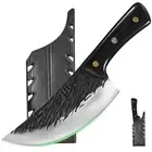 Multi-color Wood Handle Full Tang Heavy Meat Cleaver with Sheath, High Carbon...