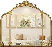 Fitous 24"x22" Gold Arch Wall Mirror, Vintage Ornate Baroque Mirror with Metal Frame, Decorative Vanity Mirror for Dresser, Bedroom, Bathroom, Living Room, Entryway